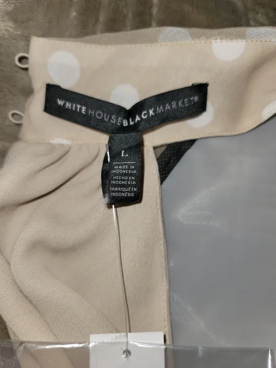 White House Black Market Beige and White Polka Dot Halter Camisole - Picture 3 of 4